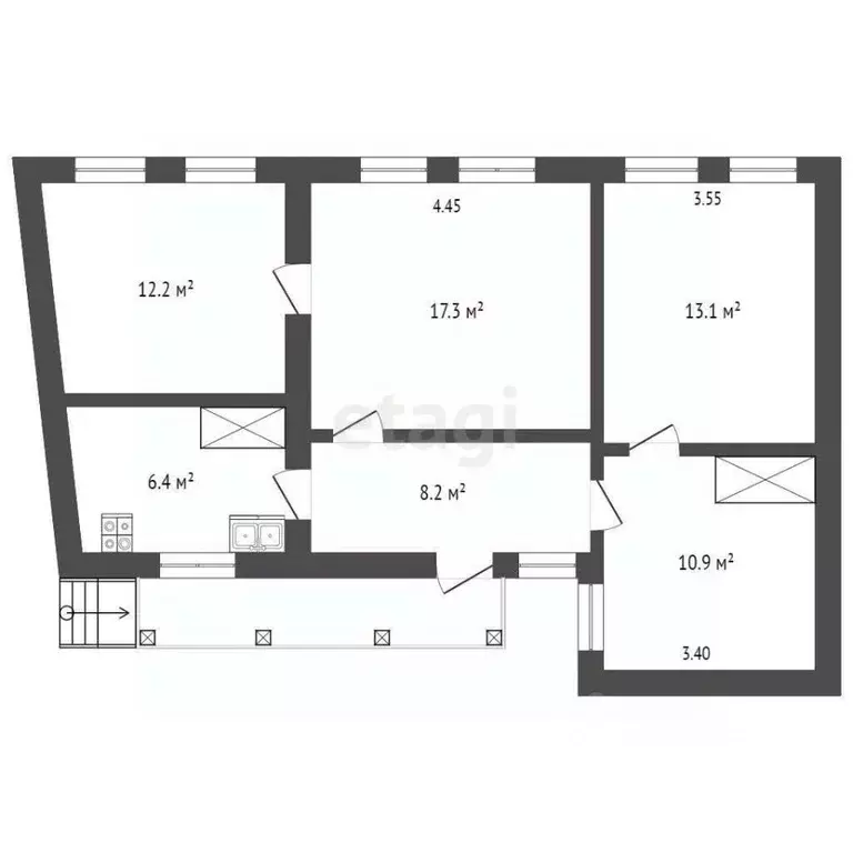 4-к кв. Крым, Бахчисарай ул. Севастопольская, 89 (68.4 м) - Фото 2