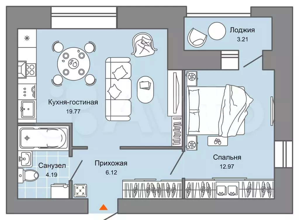 2-к. квартира, 47 м, 3/7 эт. - Фото 0