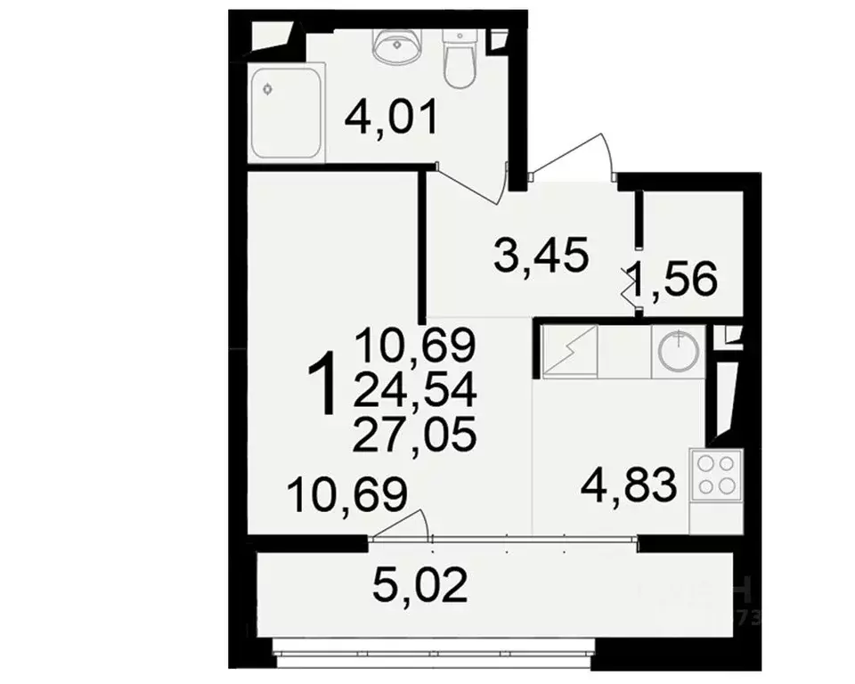1-к кв. Рязанская область, Рязань ул. Чкалова (24.54 м) - Фото 1
