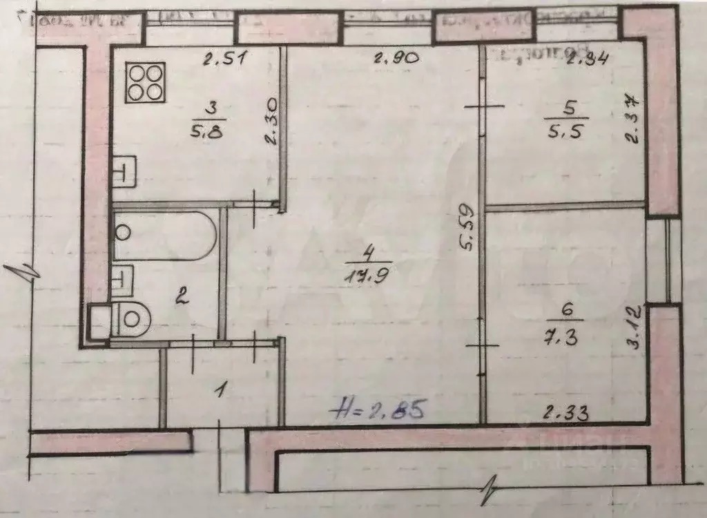 3-к кв. Волгоградская область, Волгоград ул. Таращанцев, 4 (41.6 м) - Фото 2