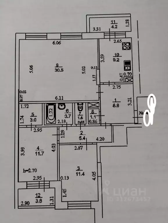 3-к кв. Башкортостан, Уфа Бакалинская ул., 19 (90.3 м) - Фото 0