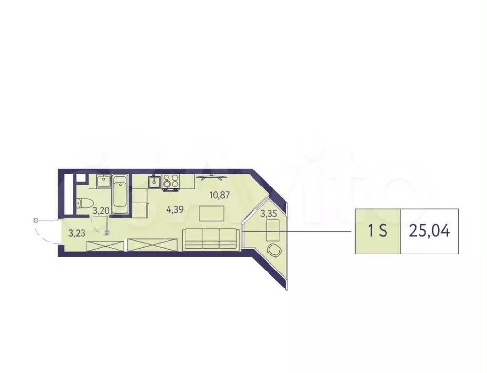 Квартира-студия, 25 м, 2/20 эт. - Фото 0