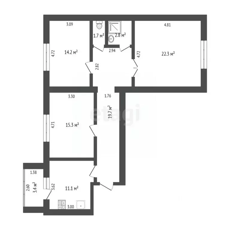 3-к кв. Башкортостан, Стерлитамак ул. Ивлева, 11А (87.1 м) - Фото 2