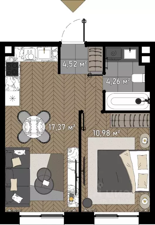 1-к кв. Москва ул. Зорге, 9Ак1 (38.0 м) - Фото 1
