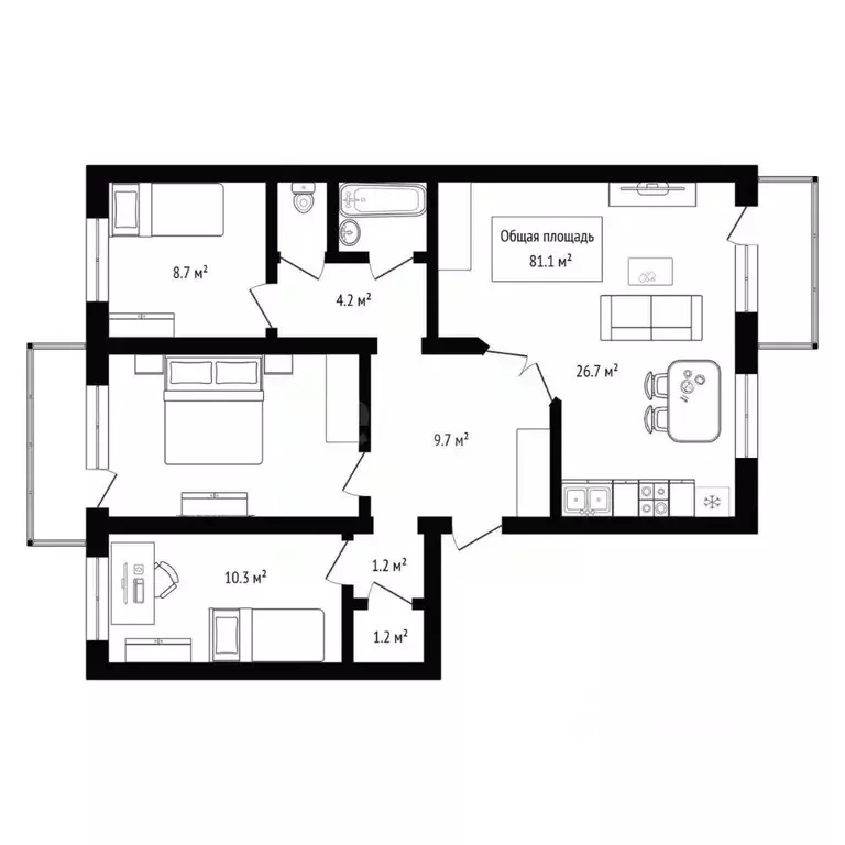 4-к кв. Алтай, Горно-Алтайск Алтайская ул. (81.1 м) - Фото 2