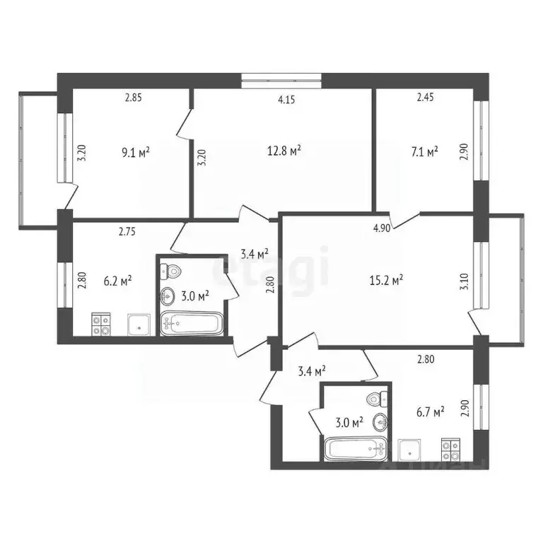 4-к кв. Саратовская область, Балашовский район, пос. Первомайский ул. ... - Фото 2