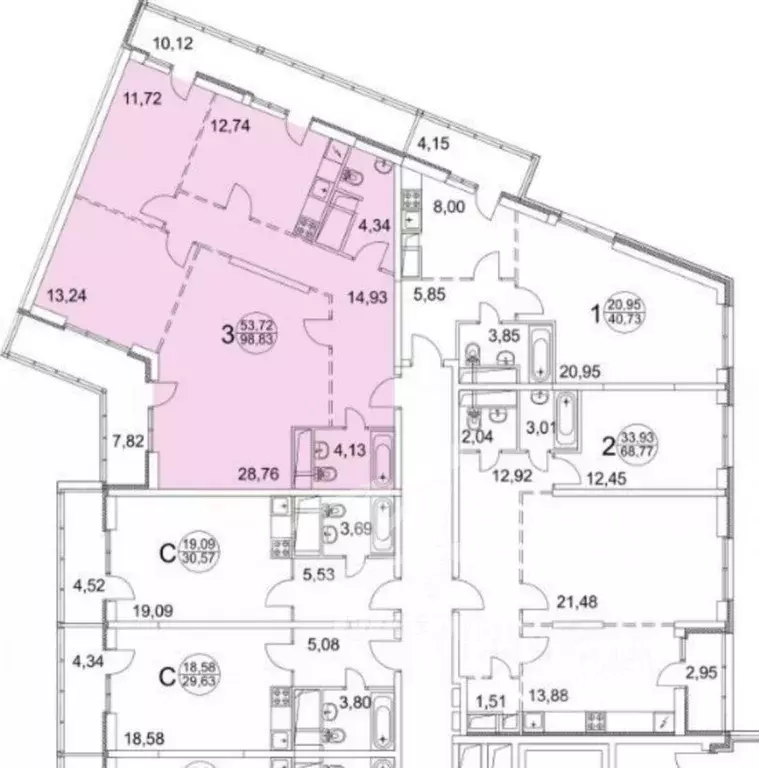 3-к кв. Московская область, Реутов Носовихинское ш., 43 (89.6 м) - Фото 1