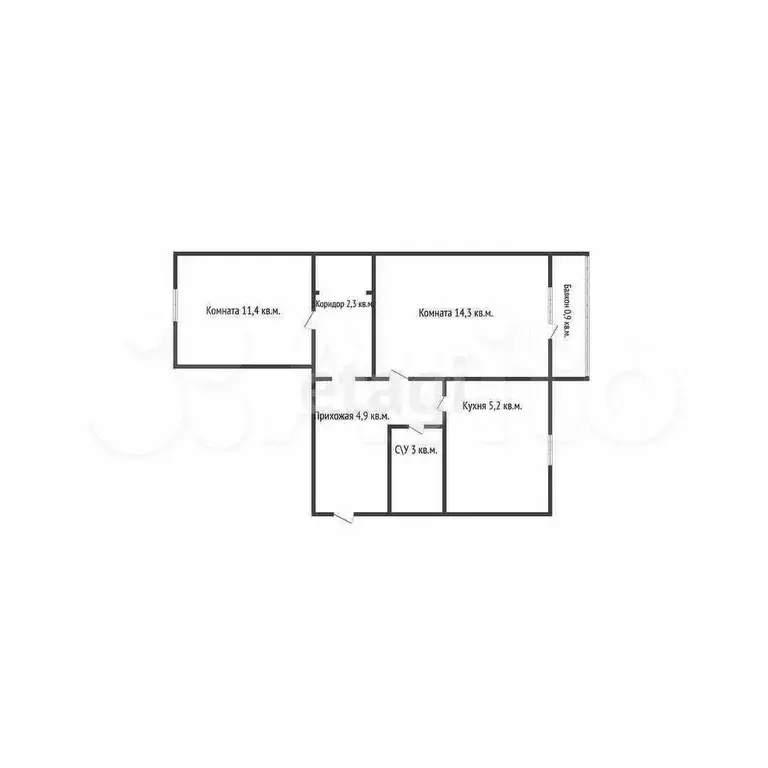 2-к. квартира, 43,7 м, 5/5 эт. - Фото 1