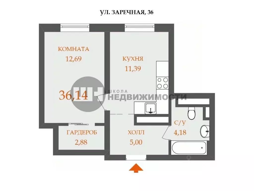 1-к кв. Санкт-Петербург пос. Парголово, Заречная ул., 36 (36.2 м) - Фото 2