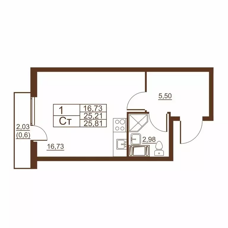 Квартира-студия: посёлок Шушары, Московское шоссе, 262к2 (25.4 м) - Фото 0