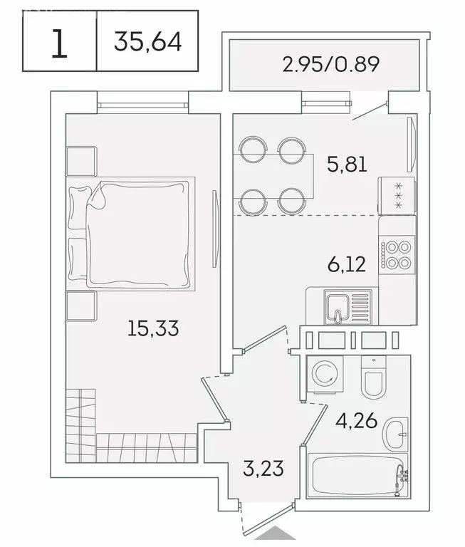 1-комнатная квартира: Мурино, Екатерининская улица, 11 (34.8 м) - Фото 0