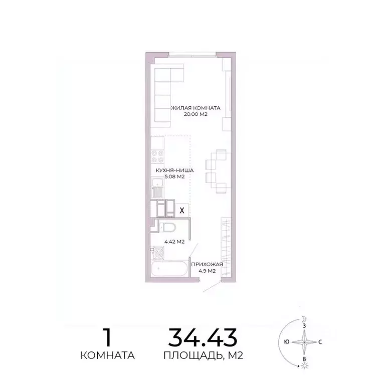 1-к кв. Пензенская область, Пенза Побочинская ул., с18 (34.43 м) - Фото 0