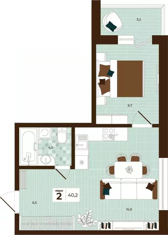 2-к кв. Тульская область, Тула ул. Академика Насоновой, 3 (40.2 м) - Фото 1