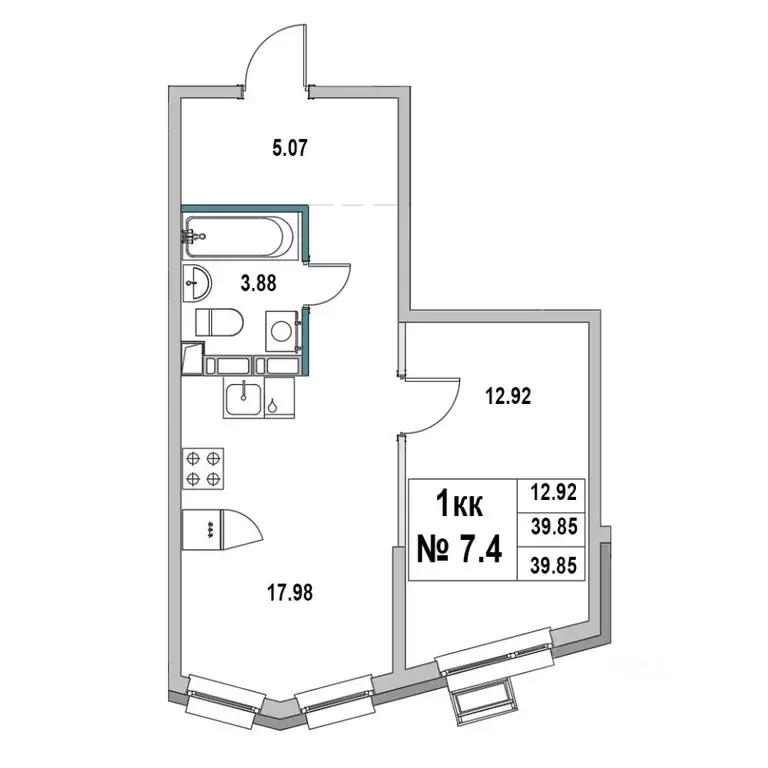 1-к кв. Ленинградская область, Выборг ул. 2-я Южная, 4 (39.85 м) - Фото 1