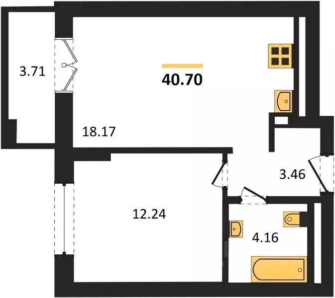 1-к кв. Свердловская область, Екатеринбург ул. Большакова, 66 (40.7 м) - Фото 1