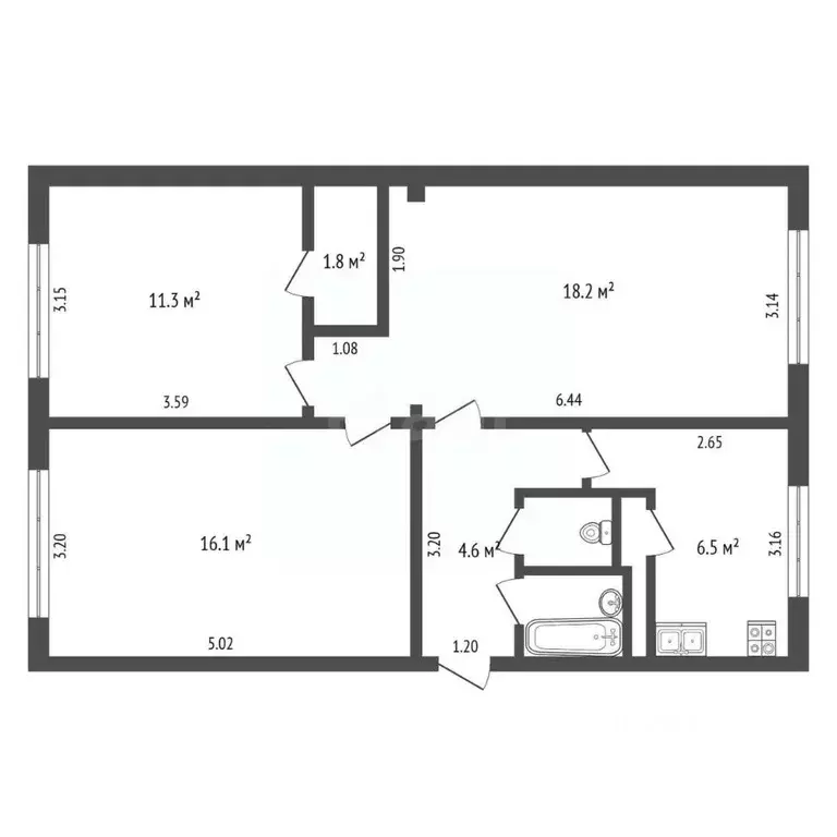 3-к кв. Московская область, Пушкино Московский просп., 32 (61.6 м) - Фото 1