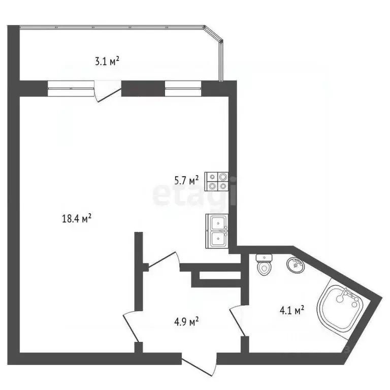 1-к кв. Чувашия, Чебоксары ул. Федора Гладкова, 24 (38.5 м) - Фото 1