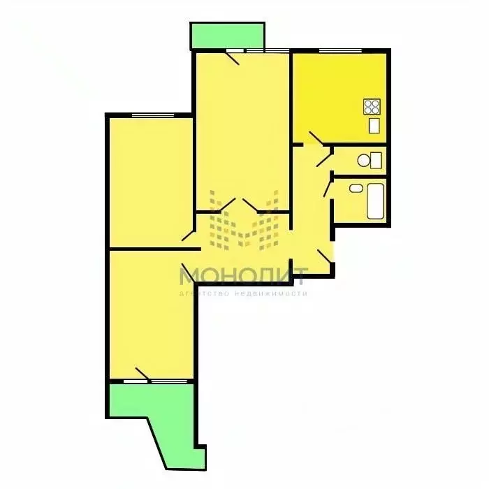 3-к кв. Москва Поречная ул., 13К1 (74.2 м) - Фото 2