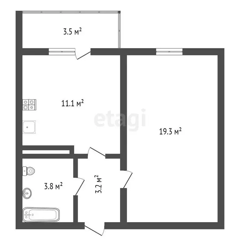 1-комнатная квартира: посёлок Отрадное, Романтическая улица, 2 (37.4 ... - Фото 1