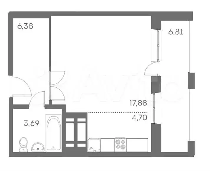 Квартира-студия, 32,6 м, 3/25 эт. - Фото 0