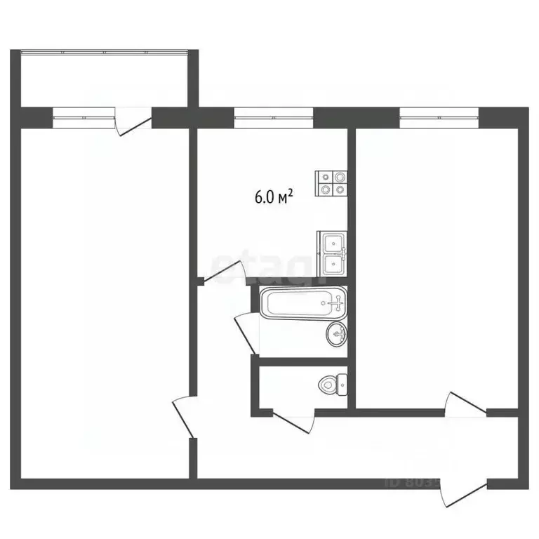 2-к кв. Ставропольский край, Пятигорск Московская ул. (42.0 м) - Фото 2