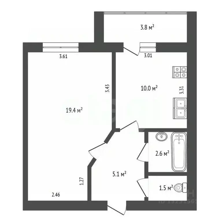 1-к кв. Челябинская область, Миасс просп. Макеева, 73 (39.0 м) - Фото 2