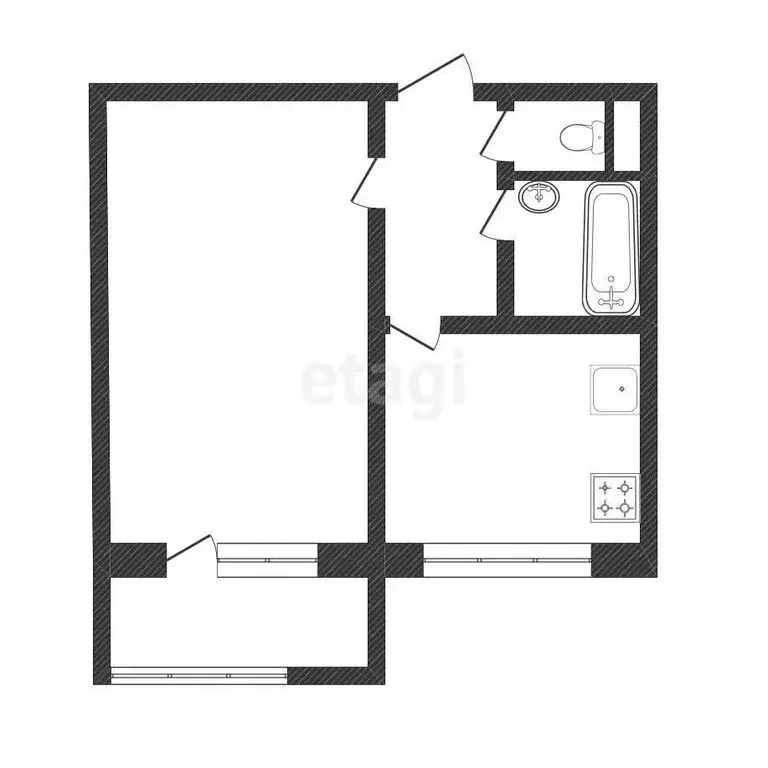 1-комнатная квартира: Белгород, улица Губкина, 42Б (34 м) - Фото 1