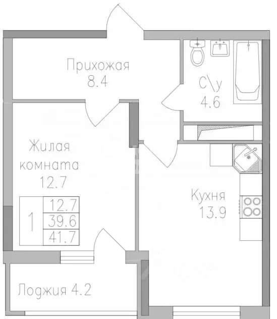 1-к кв. Липецкая область, Липецк ул. Тельмана, 120 (41.7 м) - Фото 2