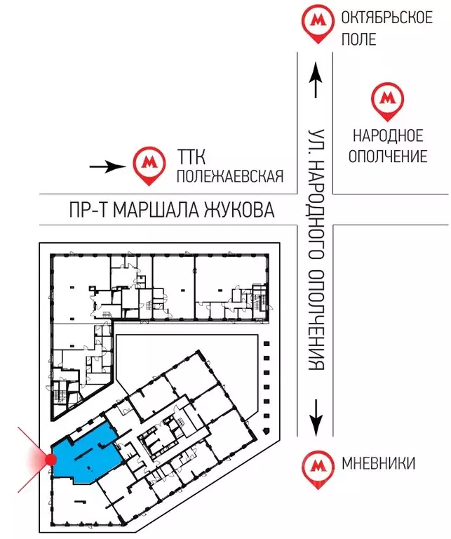 Торговая площадь в Москва ул. Народного Ополчения, 13 (138 м) - Фото 1