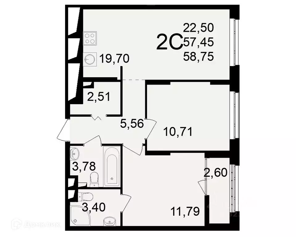 2-к кв. Рязанская область, Рязань ул. Чкалова (58.75 м) - Фото 1