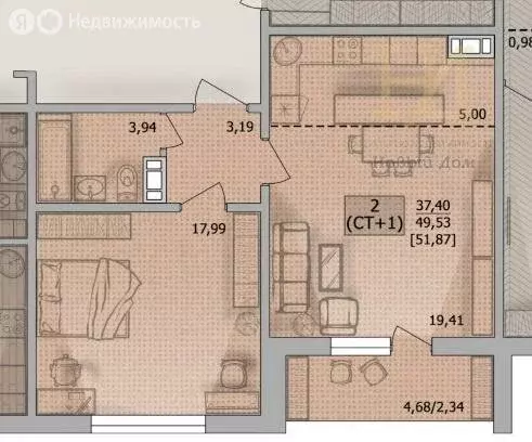 2-комнатная квартира: Челябинск, улица Академика Макеева, 20 (51.87 м) - Фото 0