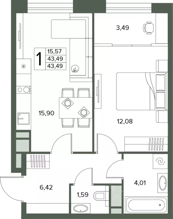 2-к кв. Московская область, Серпухов  (43.49 м) - Фото 1
