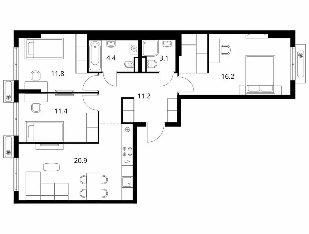 3-комнатная квартира: Боброво, ЖК Восточное Бутово, 48 (82.1 м) - Фото 1
