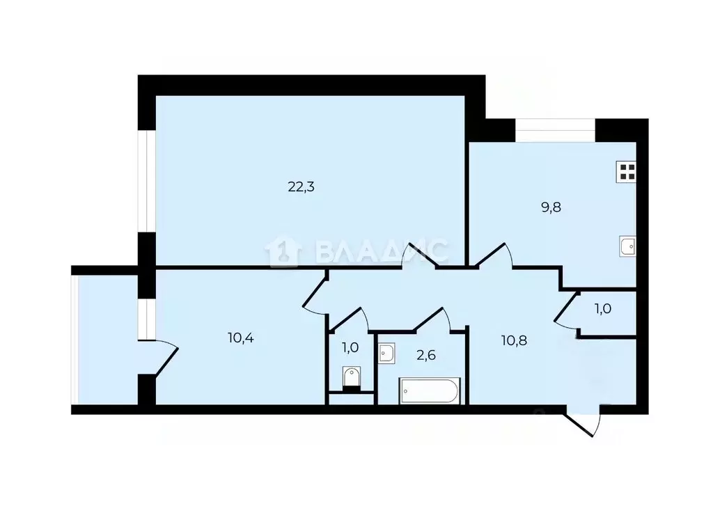 2-к кв. Брянская область, Брянск ул. Абашева, 8 (58.5 м) - Фото 2
