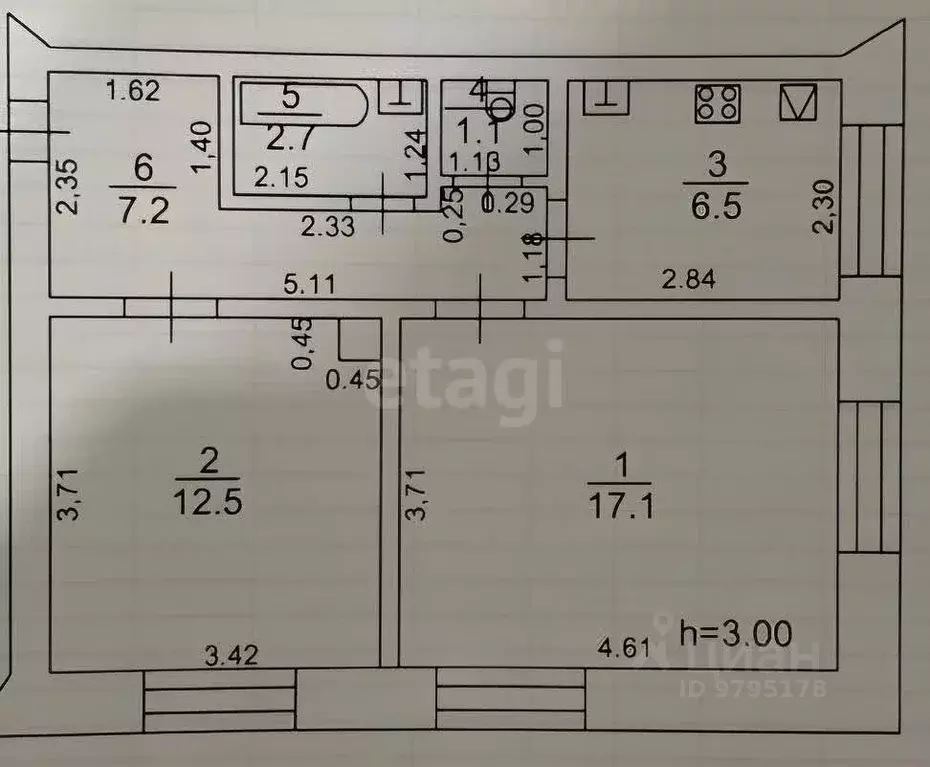 2-к кв. Татарстан, Казань Начальная ул., 14 (48.0 м) - Фото 2