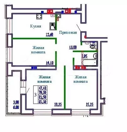 3-к. квартира, 85,5 м, 6/9 эт. - Фото 0