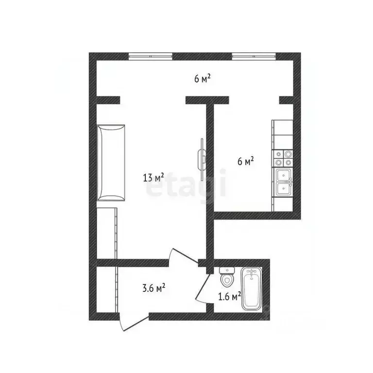 1-к кв. Дагестан, Махачкала ул. Керимова, 29 (30.0 м) - Фото 1