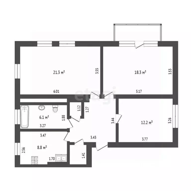 3-к кв. Тюменская область, Тюмень ул. Чернышевского, 2В (81.1 м) - Фото 2