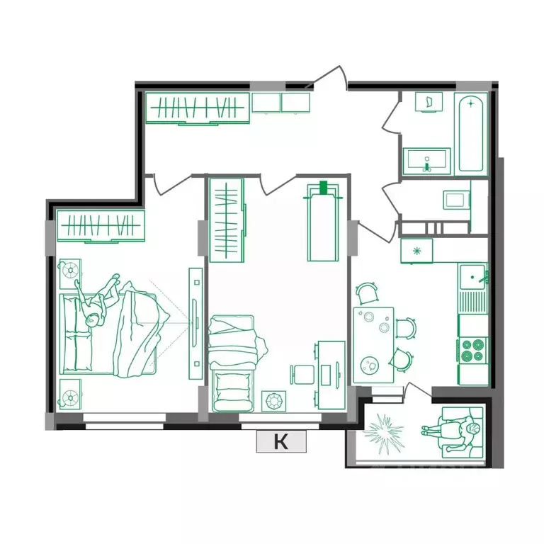 2-к кв. Владимирская область, Ковров Еловая ул., 82 (61.8 м) - Фото 1