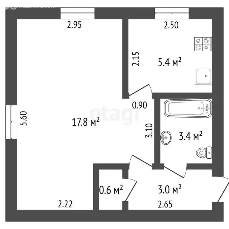 1-комнатная квартира: Ишим, Малая Садовая улица, 60 (30.2 м) - Фото 1
