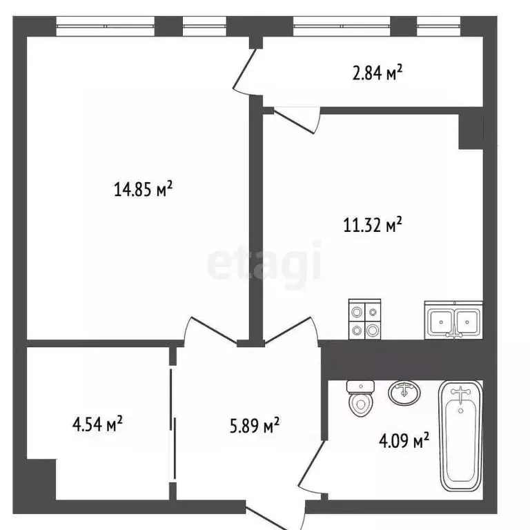 1-к кв. Ростовская область, Батайск ул. Ленина, 168Г (40.2 м) - Фото 1