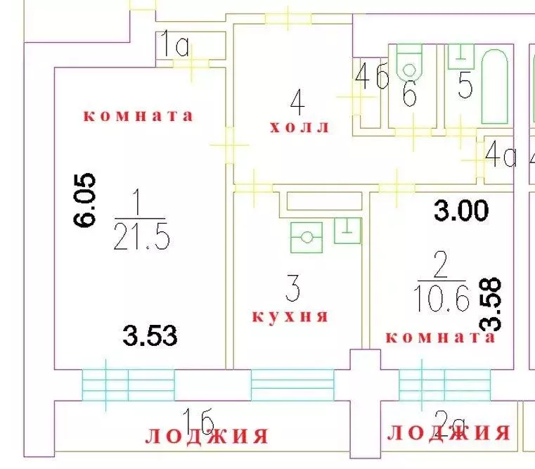 Квартира, 2 комнаты, 55.8 м - Фото 1