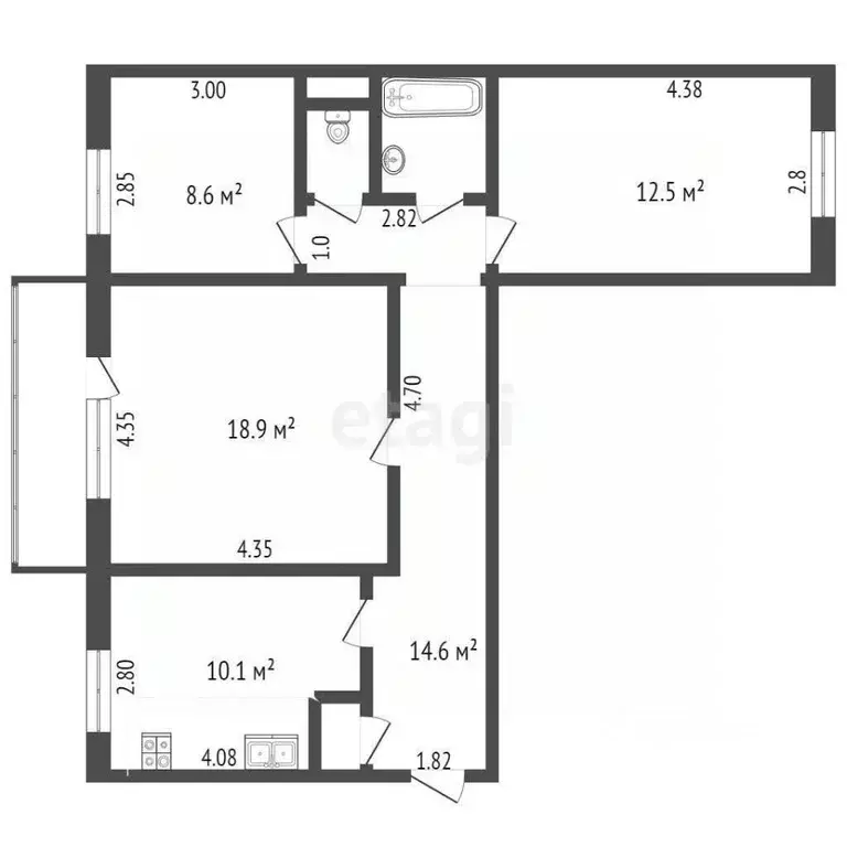 3-к кв. Московская область, Мытищи Шараповская ул., 10к1 (69.1 м) - Фото 1