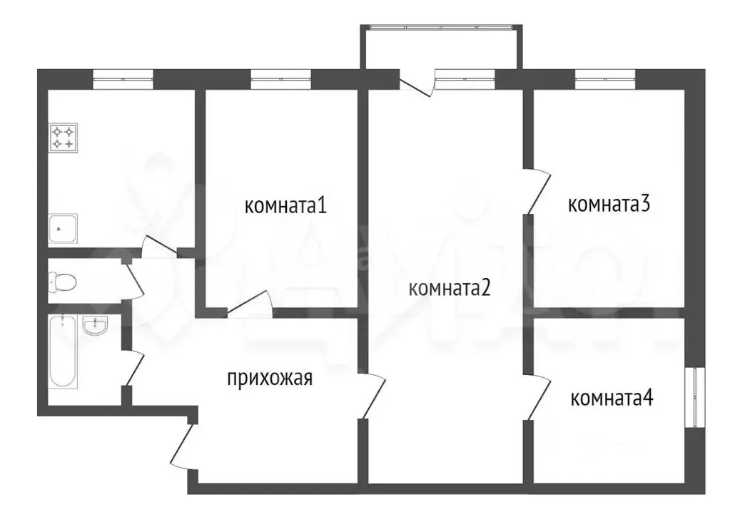 4-к. квартира, 60 м, 2/5 эт. - Фото 0