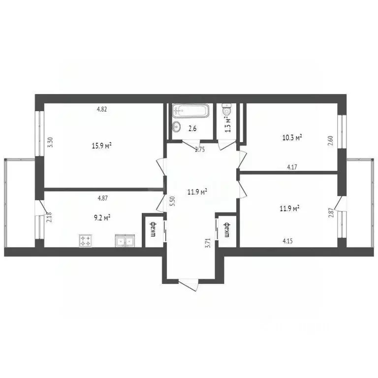 3-к кв. Хабаровский край, Хабаровск ул. Запарина, 87 (66.0 м) - Фото 1