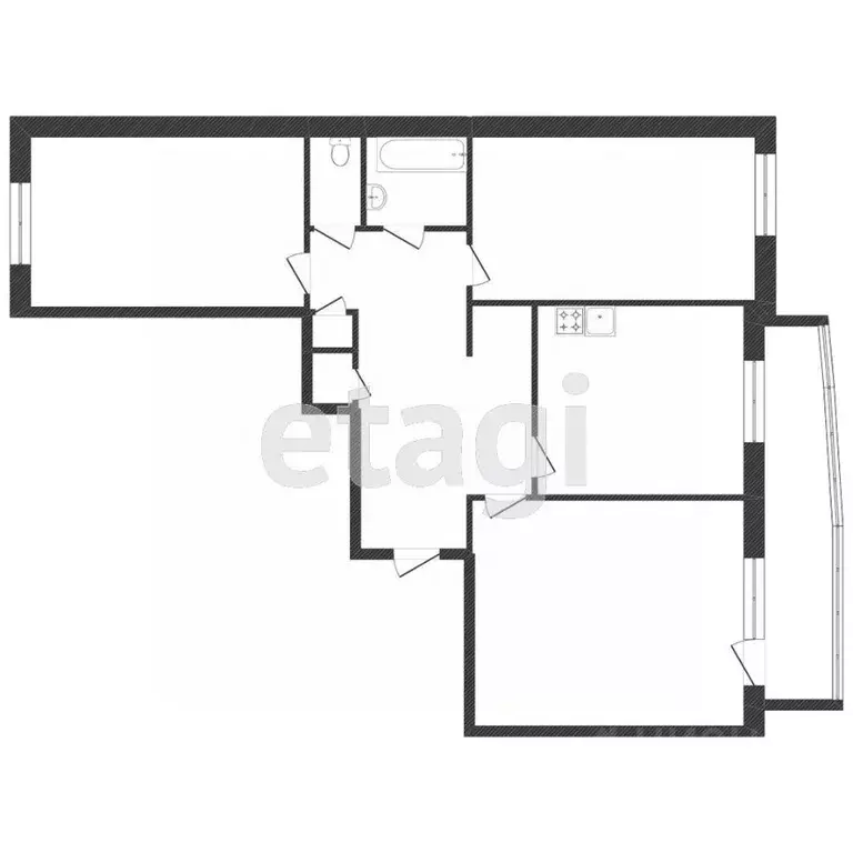 3-к кв. Бурятия, Улан-Удэ Аэропорт мкр, 30 (70.0 м) - Фото 1