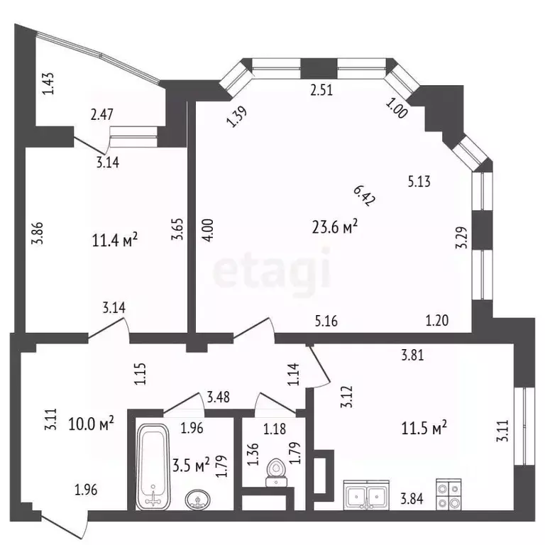 2-к кв. Чувашия, Чебоксары Университетская ул., 36 (61.7 м) - Фото 2