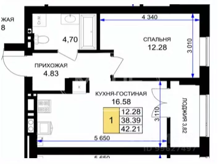 1-к кв. Калининградская область, Гурьевск ул. Героя России ... - Фото 2