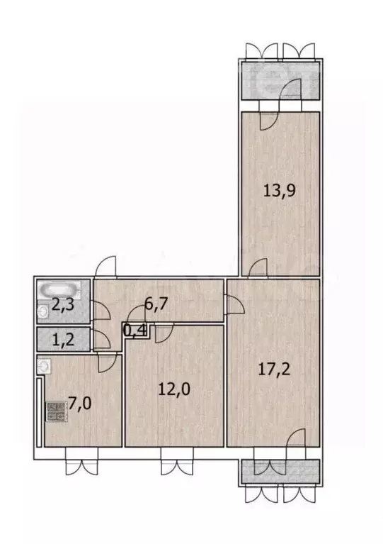 3-к кв. Башкортостан, Уфа Кольцевая ул., 201/4 (60.7 м) - Фото 1