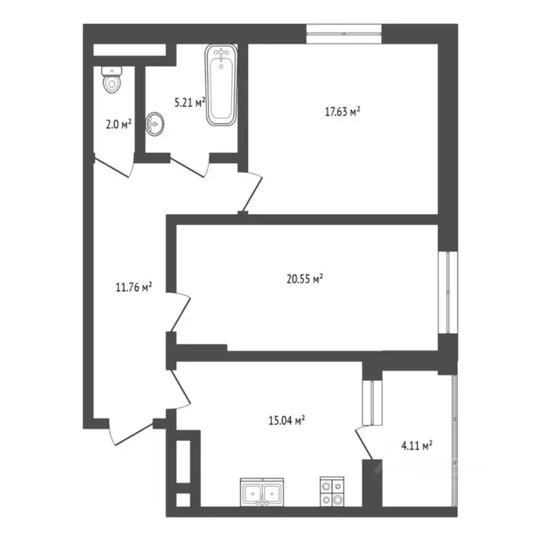 2-к кв. Тюменская область, Тюмень ул. 50 лет Октября, 4 (73.0 м) - Фото 2